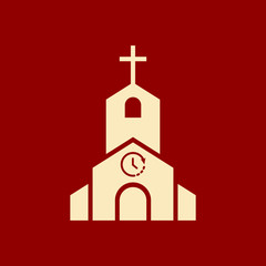 Church icon, Religion building, christian, christianity temple icon with time sign. Church icon and countdown, deadline, schedule, planning symbol