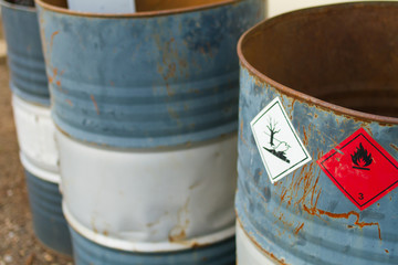 empty chemical barrels