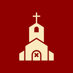 Church icon, Religion building, christian, christianity temple icon with cancel sign. Church icon and close, delete, remove symbol