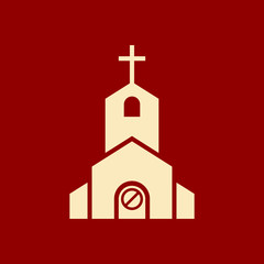 Church icon, Religion building, christian, christianity temple icon with not allowed sign. Church icon and block, forbidden, prohibit symbol
