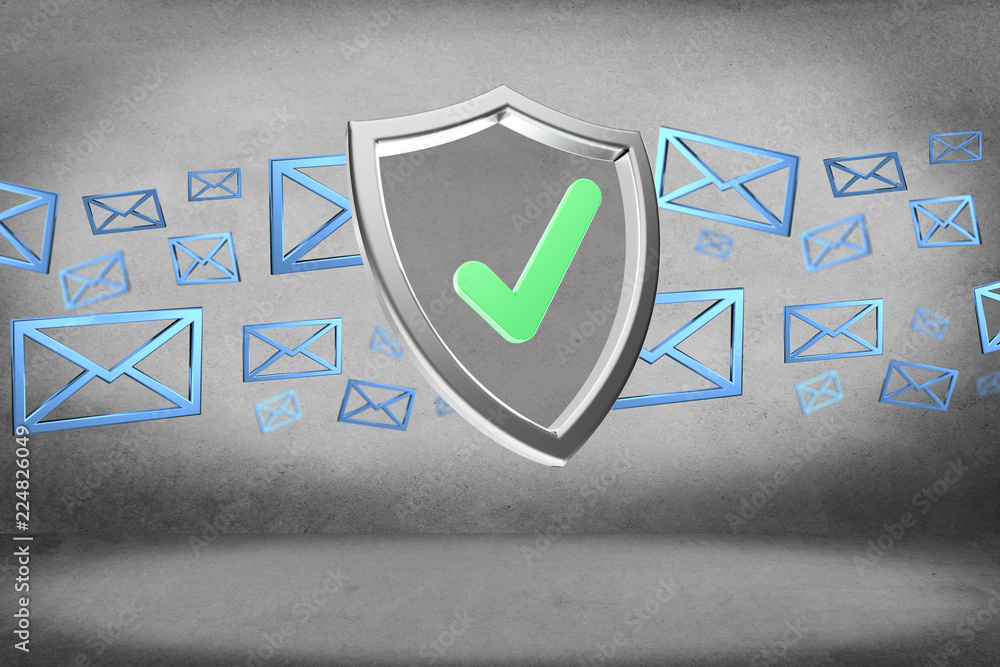 Poster shield symbol displayed on a futuristic interface - 3d rendering