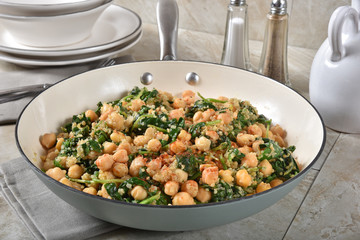 Fried Chickpeas with Kale and Quinoa
