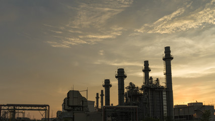 Power plant in the industrial estate with twilight sunset
