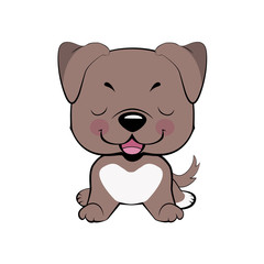 Happy cartoon puppy sitting, Dog friend. Vector illustration. Isolated on white background.