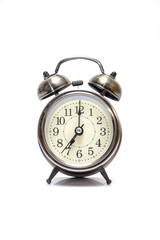 Vintage Retro Look Metal Alarm Clock on iSolated White Background