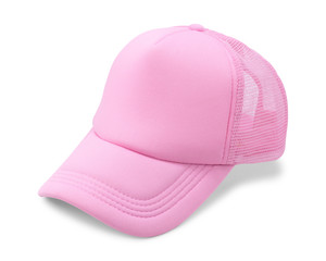 Pink cap isolated on white background. Fashion hat for design. ( Clipping path )