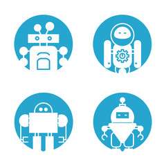 robot icons in round buttons