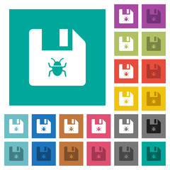 Infected file square flat multi colored icons