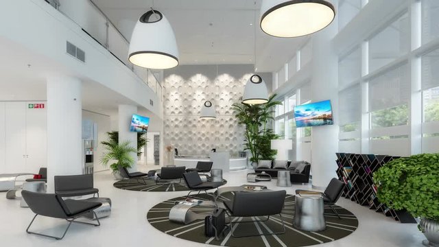 Waiting lounge with counter - 3d visualization