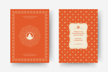 Christmas greeting card design template vector illustration.