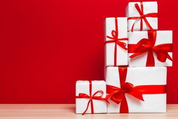 Christmas gift box on tablet