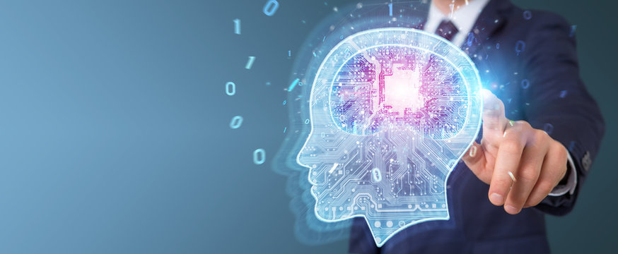 Businessman creating artificial intelligence 3D rendering
