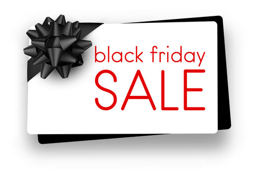 Black friday sale. Gift card with satin bow.