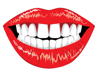 Fototapeta premium Female lips with teeth