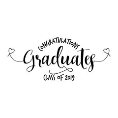  Congratulations Graduates Class of 2019 - Typography. gold texture and isolated white background.