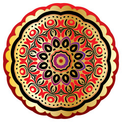 Floral Gold and Red Round Ornament