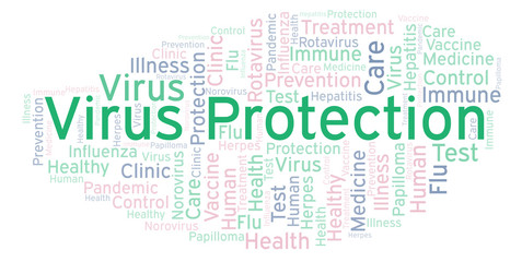 Obraz premium Virus Protection word cloud, made with text only.