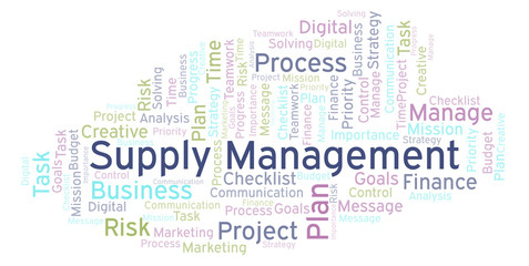 Supply Management word cloud, made with text only.
