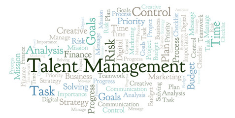 Talent Management word cloud, made with text only.