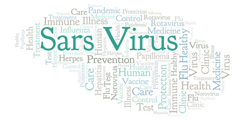 Obraz premium Sars Virus word cloud, made with text only.