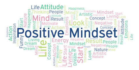 Positive Mindset word cloud, made with text only.