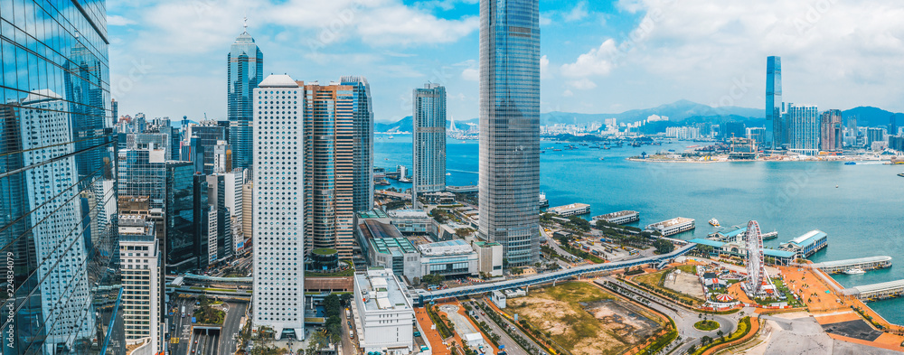 Poster aerial view of hong kong skyline