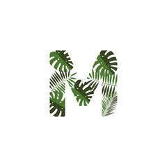 Vector Logo Letter M Tropical Leaves