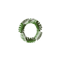 Vector Logo Letter O Tropical Leaves