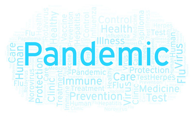 Obraz premium Pandemic word cloud, made with text only.