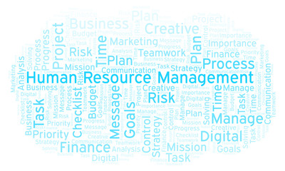 Fototapeta na wymiar Human Resource Management word cloud, made with text only.