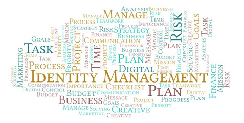 Obraz premium Identity Management word cloud, made with text only.