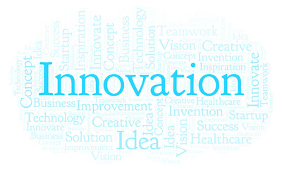 Fototapeta premium Innovation word cloud, made with text only.