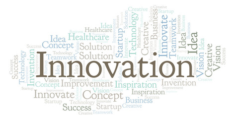 Fototapeta premium Innovation word cloud, made with text only.
