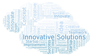 Fototapeta na wymiar Innovative Solutions word cloud, made with text only.