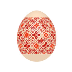 the easter egg with ukrainian cross-stitch ethnic pattern. pysanka ornament. isolated vector.