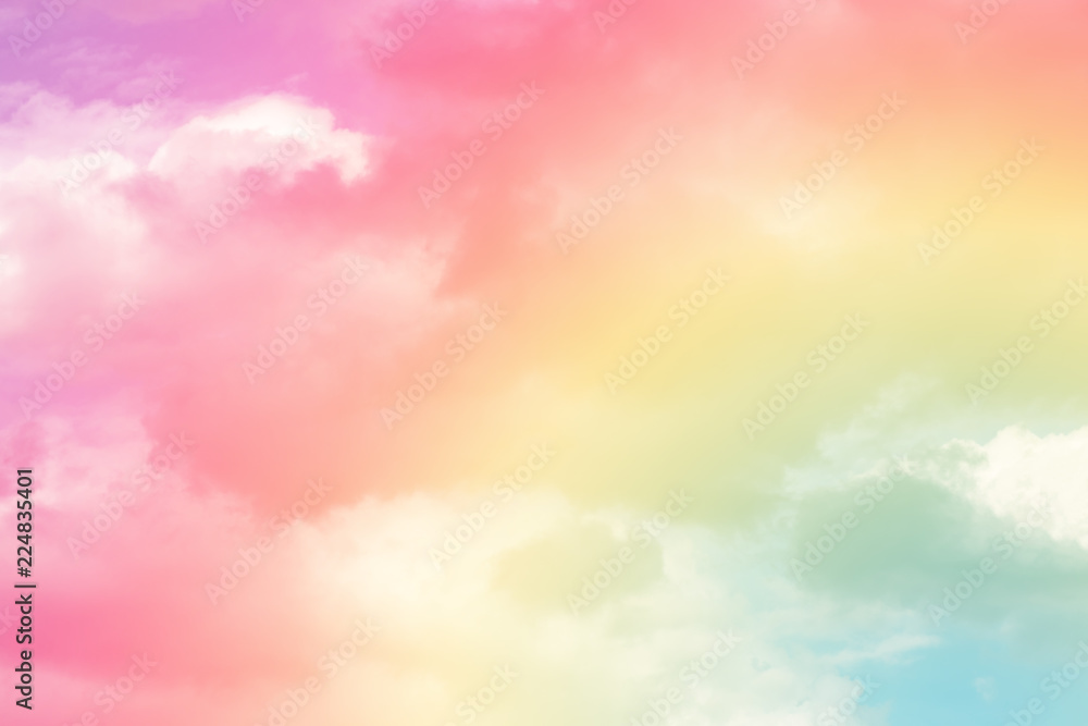 Wall mural sun and cloud background with a pastel colored