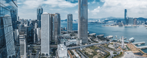 Hong Kong skyline of commercial and financial district.