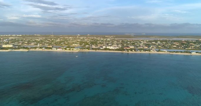 Grand Turk island, aerial view with turquoise ocean, Caribbean Island