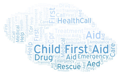 Fototapeta na wymiar Child First Aid word cloud, made with text only.