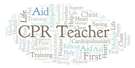 Fototapeta premium CPR Teacher word cloud, made with text only.