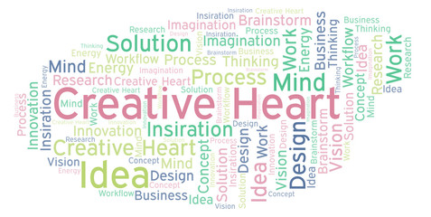 Fototapeta premium Creative Heart word cloud, made with text only.