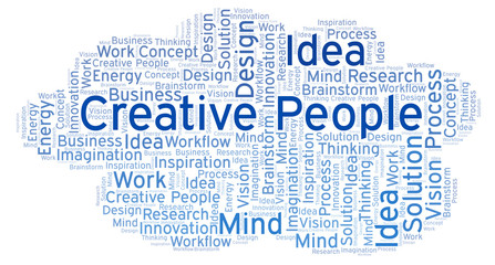 Creative People word cloud, made with text only.