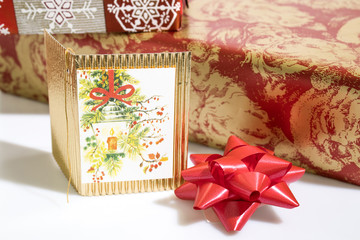 Many christmas gifts isolated in a white background