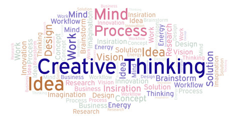Obraz premium Creative Thinking word cloud, made with text only.