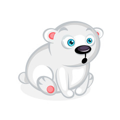 Surprised little cartoon polar bear