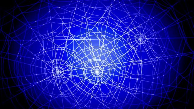 white concentric web on a blue background approaching and rotating