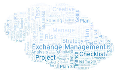Fototapeta na wymiar Exchange Management word cloud, made with text only.