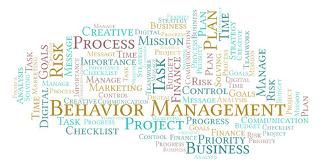 Behavior Management word cloud, made with text only.