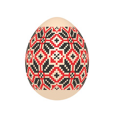 the easter egg with ukrainian cross-stitch ethnic pattern. pysanka ornament. isolated vector.
