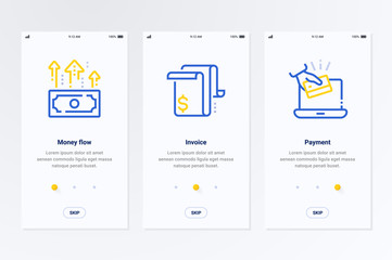 Money flow, Invoice, Payment Vertical Cards with strong metaphors.